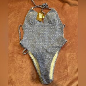 Blue Patterned One-Piece Swimsuit